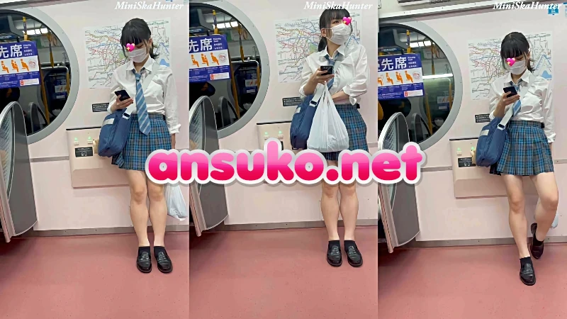 JK盗撮日記14 青チェックミニスカ制服JKを電車内で盗撮 [642MB]